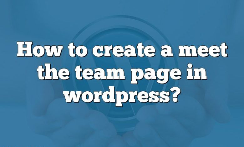 How to create a meet the team page in wordpress?