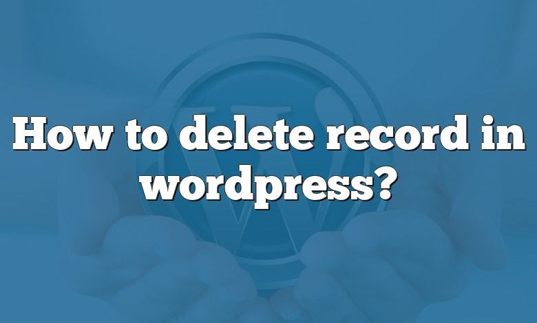 How to delete record in wordpress?