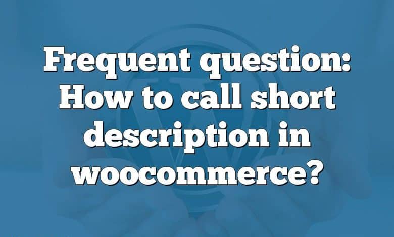 Frequent question: How to call short description in woocommerce?