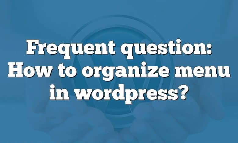 Frequent question: How to organize menu in wordpress?