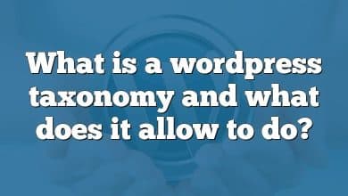 What is a wordpress taxonomy and what does it allow to do?