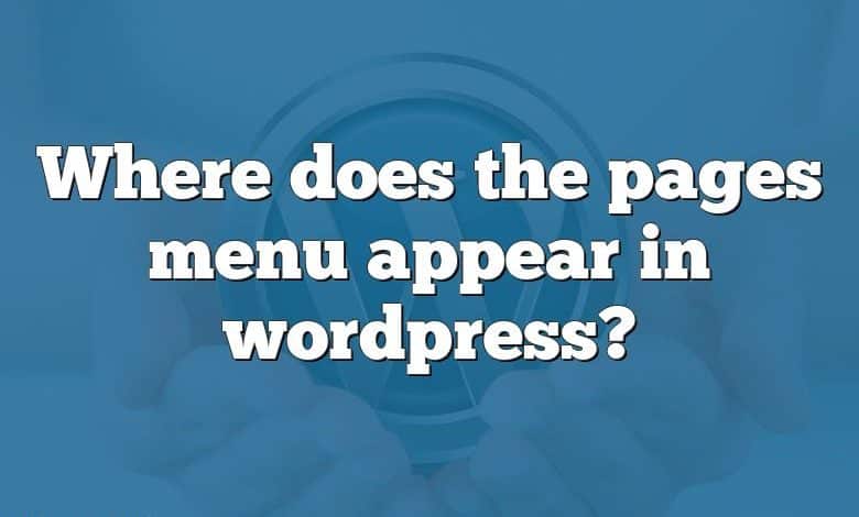 Where does the pages menu appear in wordpress?