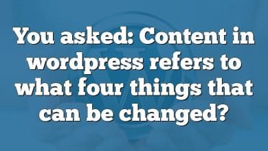You asked: Content in wordpress refers to what four things that can be changed?