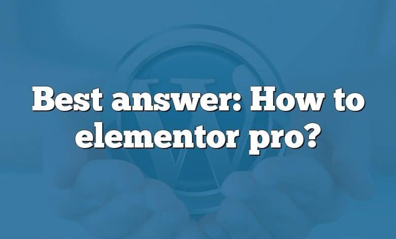 Best answer: How to elementor pro?