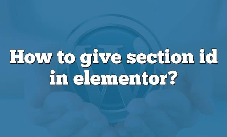 How to give section id in elementor?