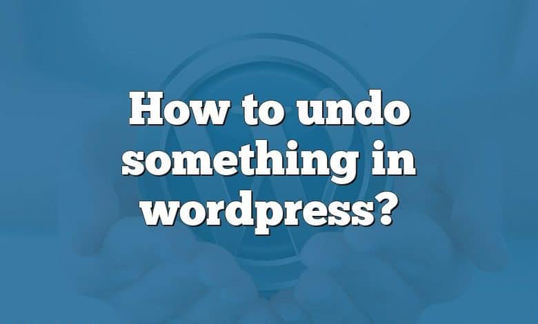 How to undo something in wordpress?