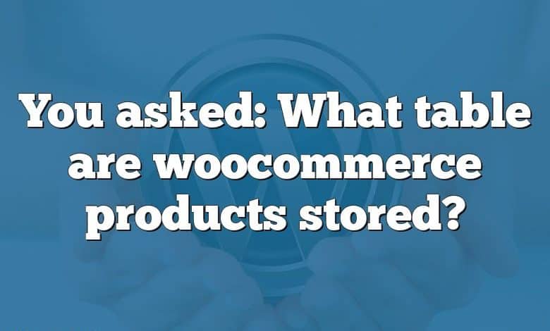 You asked: What table are woocommerce products stored?